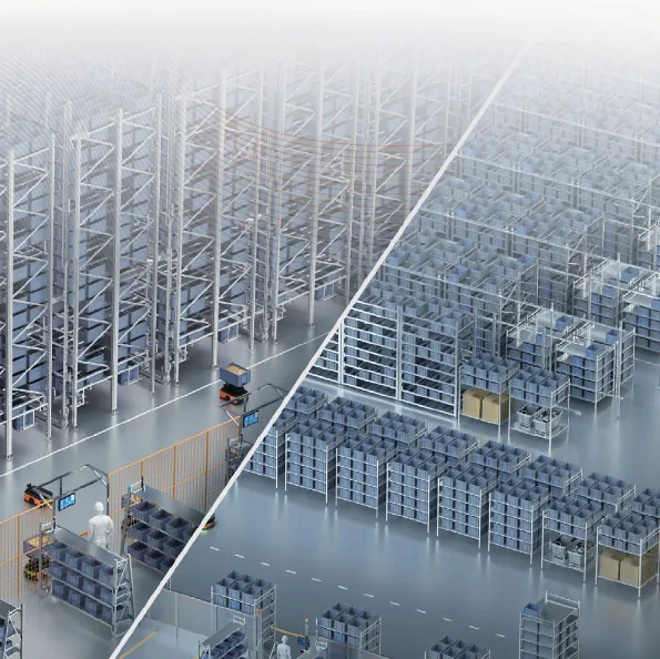نظام المستودعات الذكي STRP لنقل الحاويات إلى العامل
