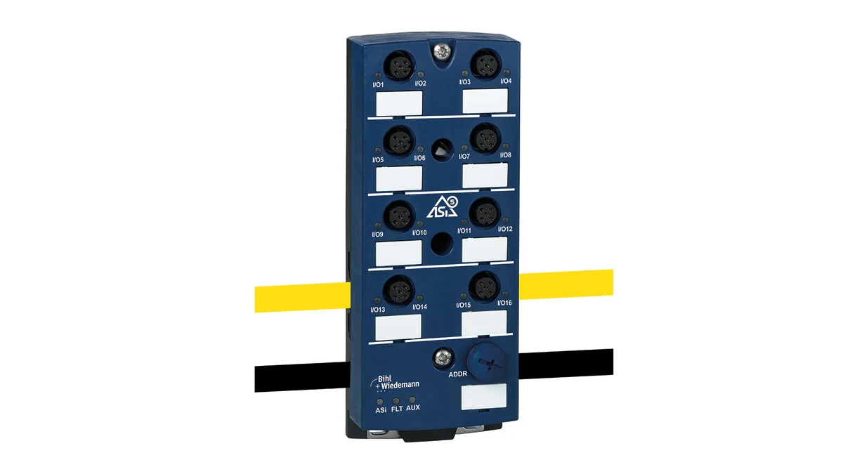 صورة المنتج الرسمية لوحدة I/O الميدانية Bihl+Wiedemann BWU4230 بتقنية ASi-5 ودرجة IP67 وثماني وصلات M12