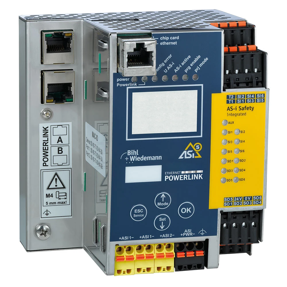 بوابة POWERLINK من Bihl+Wiedemann طراز BWU3961 مع Safety Monitor مدمج