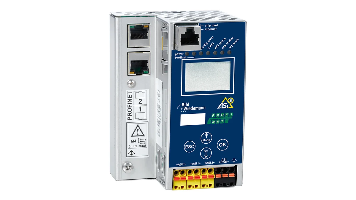 صورة المنتج الرسمية لبوابة Bihl+Wiedemann BWU3852 PROFINET ذات الوحدتين الرئيسيتين ASi-5 وASi-3