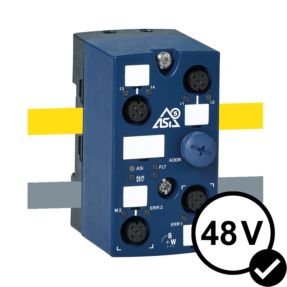 الصورة الرسمية لوحدة محركات Bihl+Wiedemann BWU4212 بنظام ASi-5 لبكرتين مزودتين بمحركات بجهد 48 V