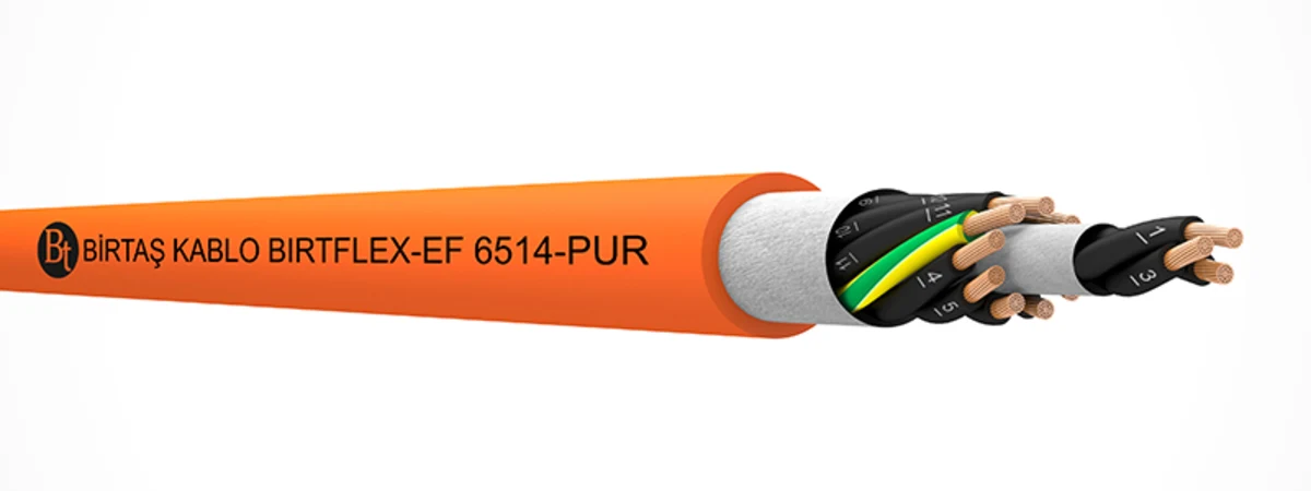 عرض مقطعي لكابل التحكم المتحرك Birtaş Kablo BIRTFLEX-EF 6514-PUR