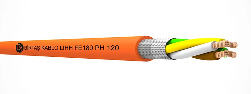 كابل Birtaş LIHH FE180 PH120 للبيانات والإشارات، خالٍ من الهالوجينات ومقاوم للحريق